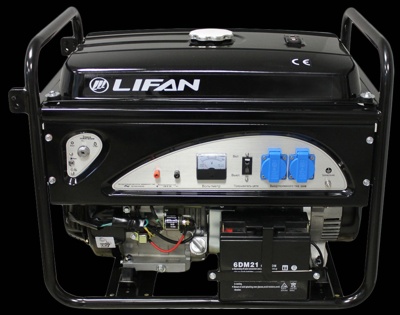 LIFAN 7000E3 (6GF2-4, 220/380В, 6/6,5 кВт, 4-х тактный, бензиновый, одноцилиндровый, с воздушным  охлаждением, 15 л.с., объем 420см?, Ручной/электрический стартер, 90 кг)
