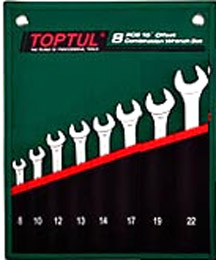 Набор ключей комбинир. 8-22 мм 15° Pro-Line 8 шт в сумке (цвет: зелёный) TOPTUL (GRAW0801) - фото